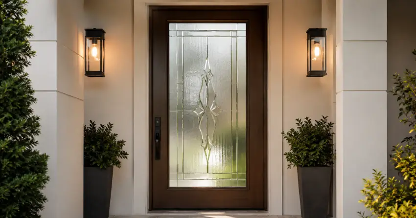 decorative frosted glass panel installed in a front door in Whitchurch-Stouffville