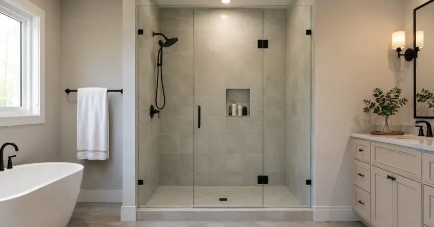 new frameless glass shower door installed in Sleepy Hollow, Whitchurch-Stouffville