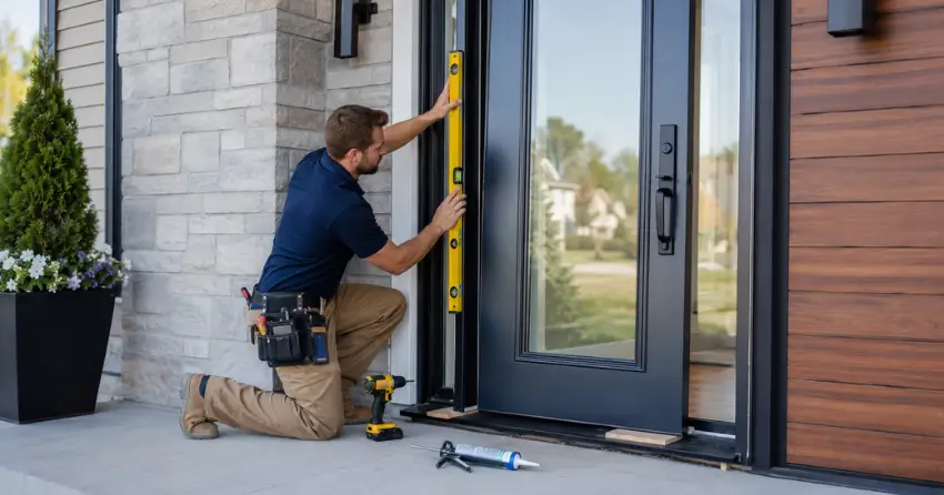 glass outside door installation with energy-efficient double-pane glazing in Ringwood, Whitchurch-Stouffville