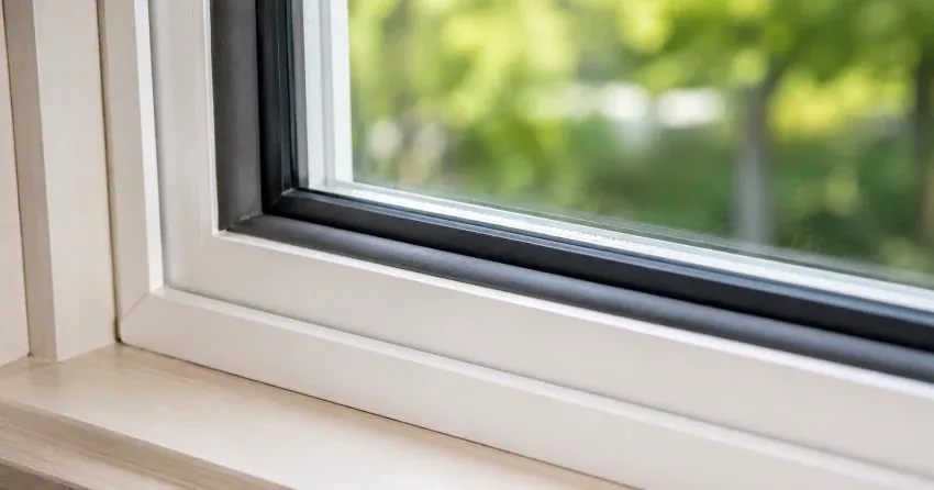 technician inspecting window weatherstripping for drafty window repair Whitchurch-Stouffville