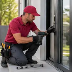 A recently completed window installation